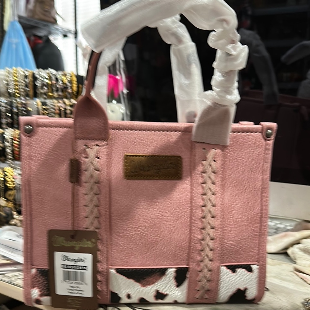 Wrangler Pink and White Tote with Braided Details
